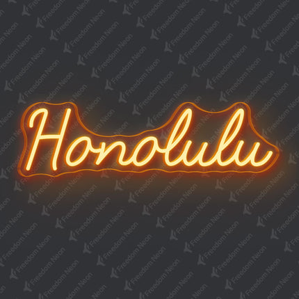 Orange Honolulu Neon Sign