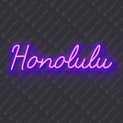 Purple Honolulu Neon Sign