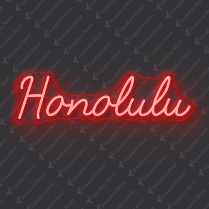 Red Honolulu Neon Sign