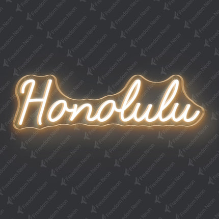 Warm White Honolulu Neon Sign
