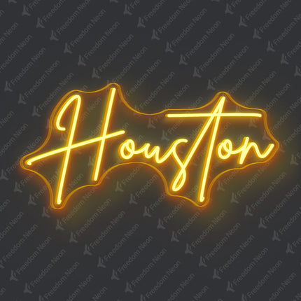 Golden Yellow Houston Neon Sign