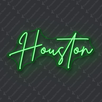 Green Houston Neon Sign