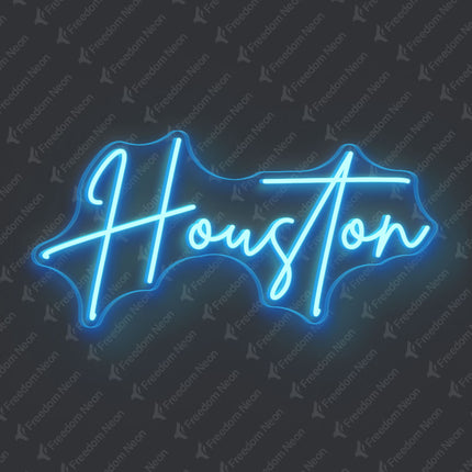Ice Blue Houston Neon Sign