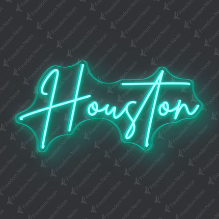 Mint Green Houston Neon Sign