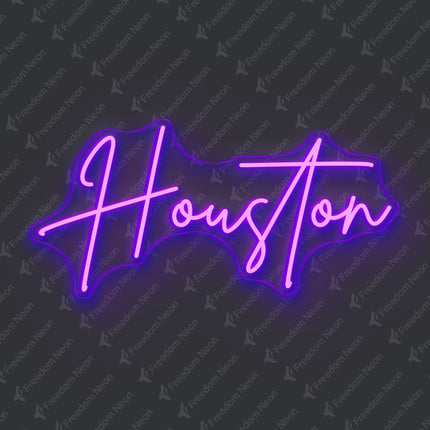 Purple Houston Neon Sign