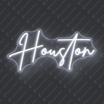 White Houston Neon Sign