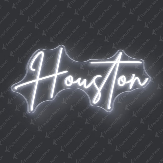 White Houston Neon Sign