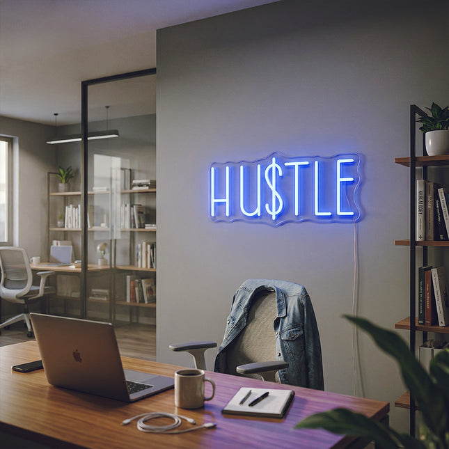 Blue Hustle Neon Sign