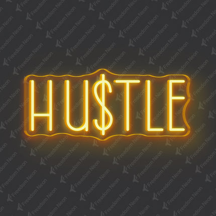 Gold Yellow Hustle Neon Sign
