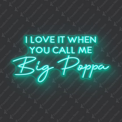 Mint Green I Love It When You Call Me Big Poppa Neon Sign