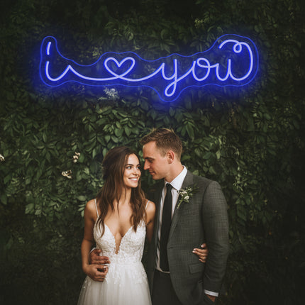 Blue I Love You Neon Sign
