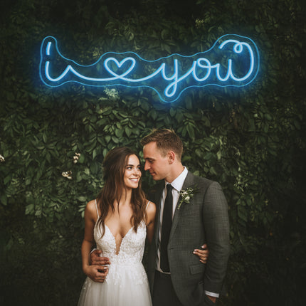Ice Blue I Love You Neon Sign