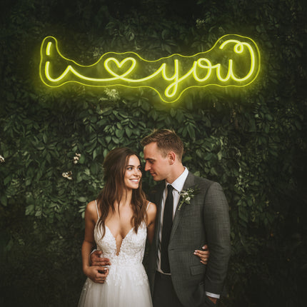 Lemon Yellow I Love You Neon Sign