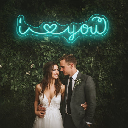 Mint Green I Love You Neon Sign