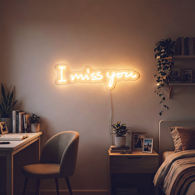 Warm White I Miss You Neon Sign