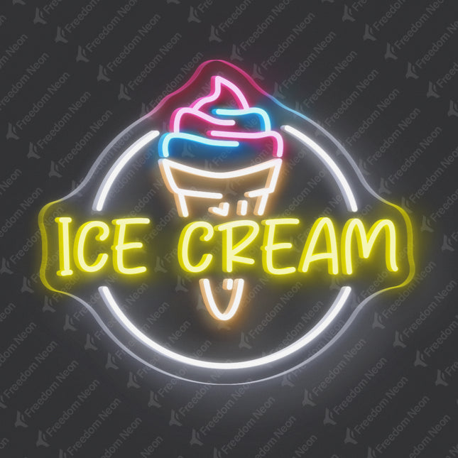 Lemon Yellow Ice Cream Neon Sign