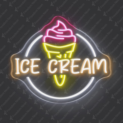 Warm White Ice Cream Neon Sign