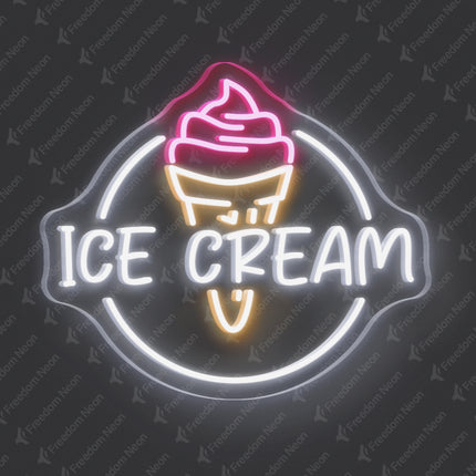 White Ice Cream Neon Sign