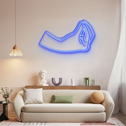 Blue Italian Hand Gesture Neon Sign