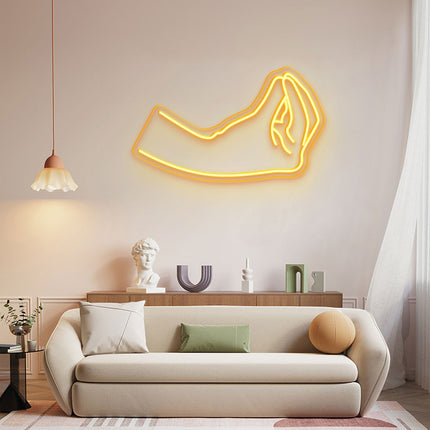 Golden Yellow Italian Hand Gesture Neon Sign