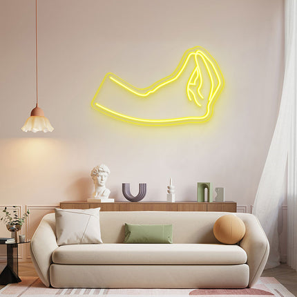 Lemon Yellow Italian Hand Gesture Neon Sign