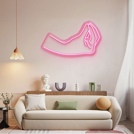 Light Pink Italian Hand Gesture Neon Sign