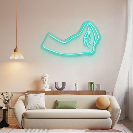 Mint Green Italian Hand Gesture Neon Sign