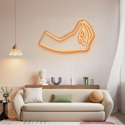 Orange Italian Hand Gesture Neon Sign