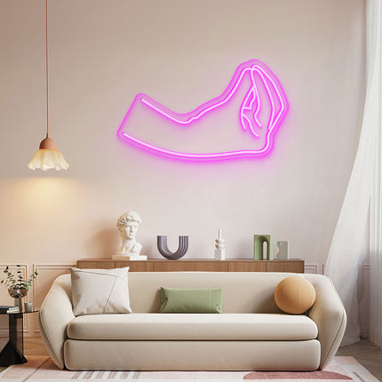 Pink Italian Hand Gesture Neon Sign