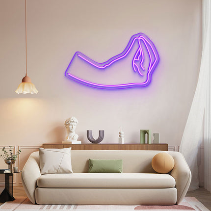 Purple Italian Hand Gesture Neon Sign