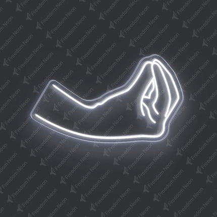 White Italian Hand Gesture Neon Sign