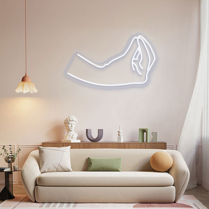 White Italian Hand Gesture Neon Sign