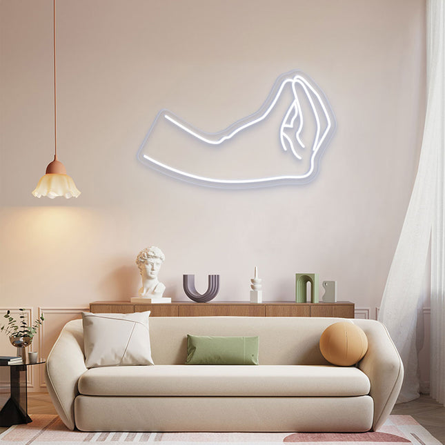 White Italian Hand Gesture Neon Sign