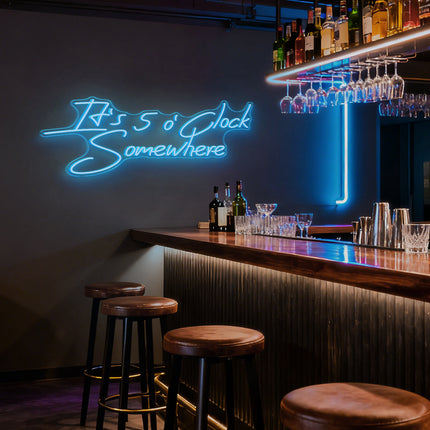 Ice Blue It's 5 O'Clock Somewhere Neon Sign