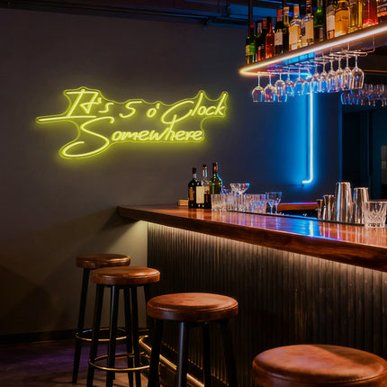 Lemon Yellow It's 5 O'Clock Somewhere Neon Sign