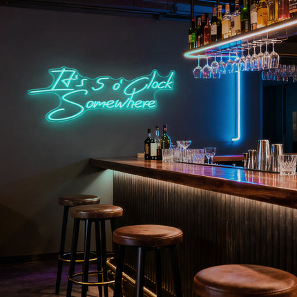 Mint Green It's 5 O'Clock Somewhere Neon Sign