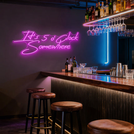 Pink It's 5 O'Clock Somewhere Neon Sign