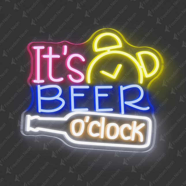 Blue It's Beer O'clock Neon Sign