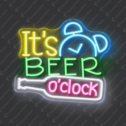 Green It's Beer O'clock Neon Sign