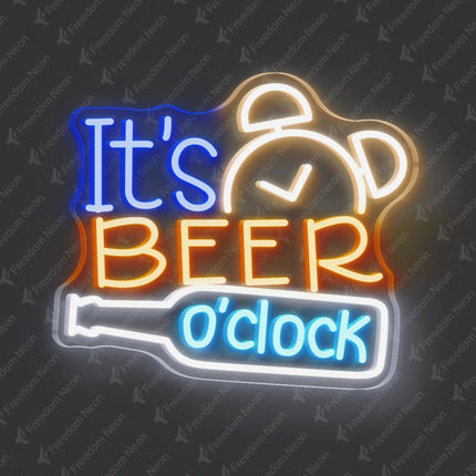 Orange It's Beer O'clock Neon Sign