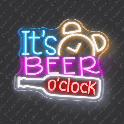Pink It's Beer O'clock Neon Sign