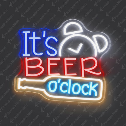 Red It's Beer O'clock Neon Sign