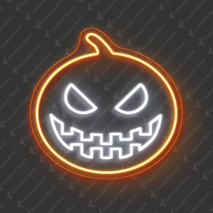 Orange & White Jack-o'-lantern Neon Sign