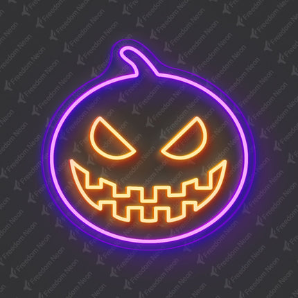 Purple & Orange Jack-o'-lantern Neon Sign