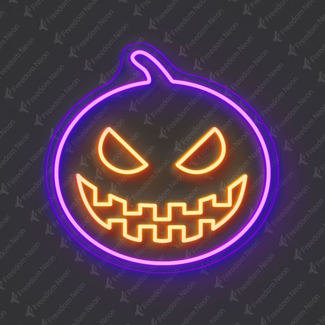 Purple & Orange Jack-o'-lantern Neon Sign