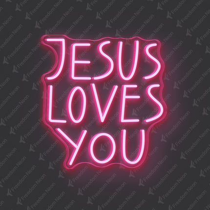 Light Pink Jesus Loves You Neon Sign