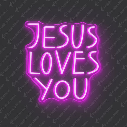 Pink Jesus Loves You Neon Sign