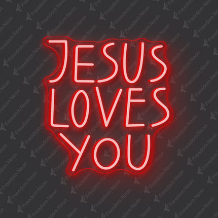 Red Jesus Loves You Neon Sign