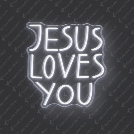 White Jesus Loves You Neon Sign
