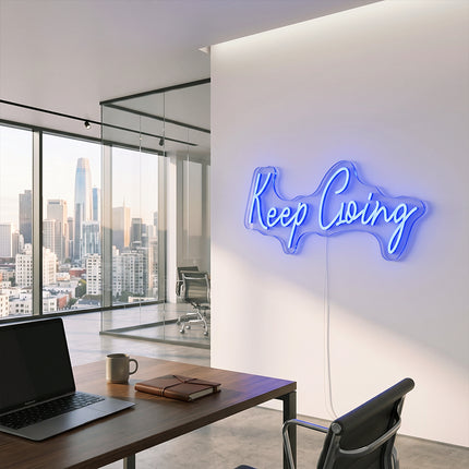 Ice Blue Keep Going Neon Sign